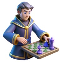 serene creative 3D Render Wizard Playing Chess high resolution png