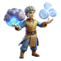 magnificent classic 3D Render Young Mage Cartoon Character professional png