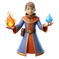 vibrant abstract Young Wizard 3D Render professional png