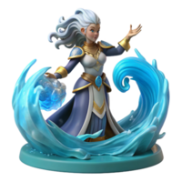 elegant classic Water Mage 3D Render high resolution png