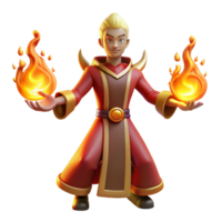 serene rustic 3D Render of a Fire Wizard authentic png