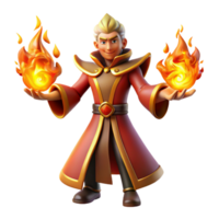 elegant vintage 3D Render Fire Wizard high quality png