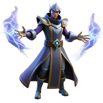 imponerande abstrakt 3d framställa trollkarl med blixt- hög upplösning png