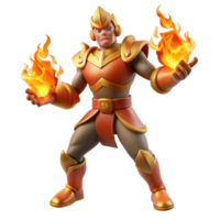 serene abstract Fire Warrior 3D Render premium png
