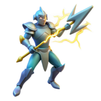 magnificent vintage 3D Render of Knight with Lightning Spear exclusive png