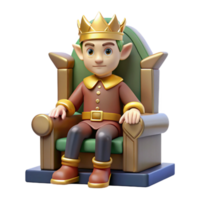 magnificent vintage 3D Render Cartoon Elf King on Throne authentic png