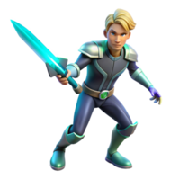 magnificent minimalist 3D Render Futuristic Knight with Glowing Sword high quality png