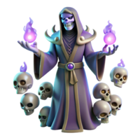 extraordinary abstract 3D Render Dark Wizard with Skulls exclusive png