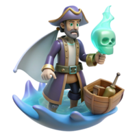 wonderful minimalist 3D Cartoon Pirate with Skull Flame 4K png