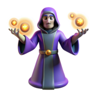 extraordinary traditional 3D Render Wizard Character Magical Orb authentic png