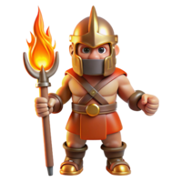 vibrant modern 3D Cartoon Gladiator with Torch high quality png