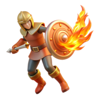 stunning traditional Fiery Knight 3D Render high quality png