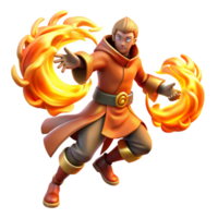 extraordinary classic 3D Render Firebender Fantasy Character genuine png