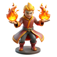 magnificent vintage 3D Render Fire Wizard Cartoon Character high resolution png