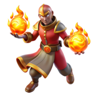 dramatic classic 3D Render Fire Mage Fantasy Character authentic png