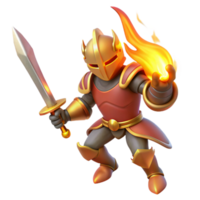 wonderful abstract Fiery Knight 3D Render professional png