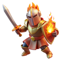 elegant rustic Fiery Knight 3D Render authentic png