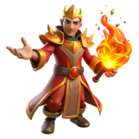 elegant minimalist 3D Render Fire King Fantasy Illustration authentic png