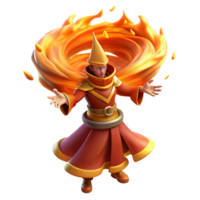 stunning vintage Fiery Wizard 3D Render genuine png