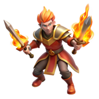 vibrant rustic Fiery Warrior 3D Illustration authentic png