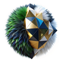 impressive minimalist Geometric Abstract Art 3D Render of Fur and Gold authentic png