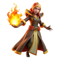 impressive rustic 3D Render Fire Witch Fantasy Illustration authentic png