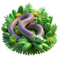 impressive vintage Jungle Snake in Lush Greenery original png