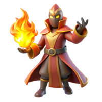 impressive rustic Fire Wizard 3D Render exclusive png