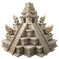 vibrant minimalist Ancient Mesoamerican Pyramid Model Stepped Structure with Winged Creatures authentic png