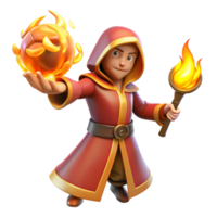 magnificent abstract Fire Wizard 3D Render high resolution png