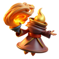 serene minimalist 3D Render Fantasy Wizard with Fire high quality png