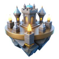 stunning artistic Fantasy Island Castle 3D Render professional png