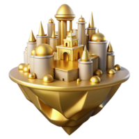 magnificent rustic Golden City Island 3D Render exclusive png