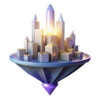 beautiful rustic Floating City 3D Render high resolution png