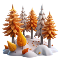 Autumnal Forest in Winters Embrace 3D Render png