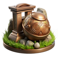 serene minimalist Bronze Orb and Ancient Gateway 3D Render premium png