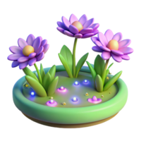 impressive rustic 3D Render of Cute Flower Pot with Glowing Lights 4K png