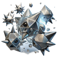 serene classic Metallic Crystal Cluster Abstract 3D Render authentic png