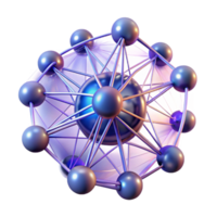 elegant minimalist Abstract 3D Molecular Structure Network, Connections, and Nodes authentic png