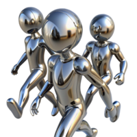 vibrant creative Metallic Figures in Motion A 3D Render of Running Robots exclusive png
