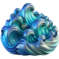 beautiful artistic Abstract Teal Waves 3D Render of Fluid Motion professional png