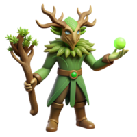 extraordinary traditional Green Forest Druid 3D Render professional png