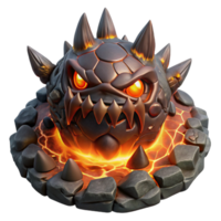 dramatic abstract Fiery Lava Monster 3D Render of Volcanic Creature original png