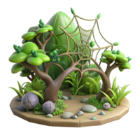 beautiful artistic Enchanted Forest Scene 3D Render of Fantasy Grove premium png