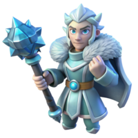 impressive modern Ice King 3D Render Fantasy Character Illustration high resolution png