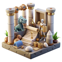 elegant abstract Ancient Temple, Mythical Creature, Robot, Exploration original png