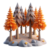 magnificent creative Autumn Forest 3D Render of Cartoon Trees and Fall Foliage genuine png