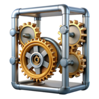extraordinary artistic Interlocking Gears in a Metal Frame A Mechanical System high resolution png