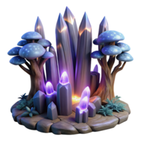 extraordinary contemporary Glowing Crystal Cavern with Fantasy Trees authentic png