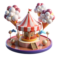 stunning rustic Whimsical Circus Carousel with Balloons and Popcorn high resolution png